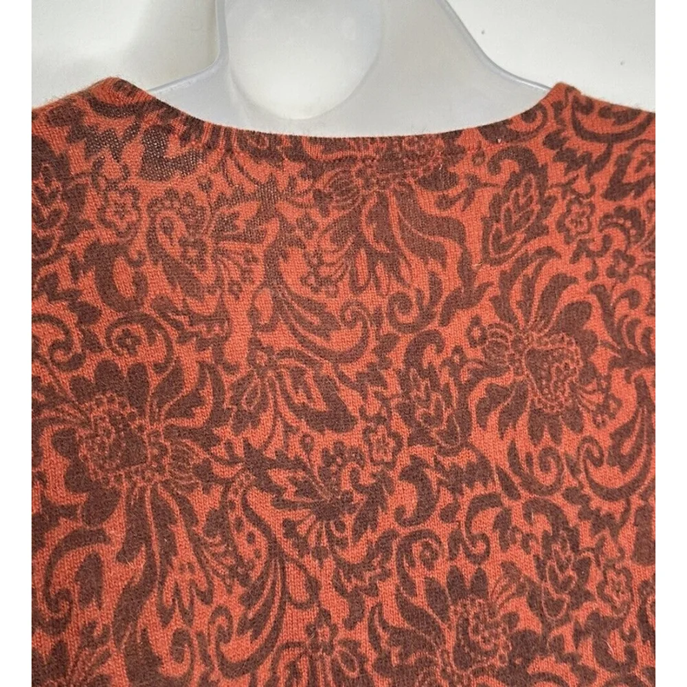 Vintage Jillian Jones Cardigan Sweater Womens Large Rust Brown‎ Paisley Buttons